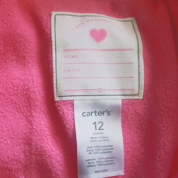 Carters Girl's Camo Jacket 12 M - Picture 2 of 4
